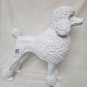 NOVOGRATZ White Decorative LARGE Poodle Statue LIFESIZE (24" TALL 25" LONG
